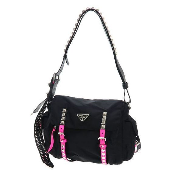 Prada Handbags - Prada Nylon Studded Shoulder Bag